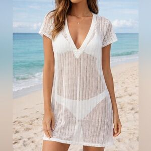 Waves to‎ Coast White Knit Cover-Up L